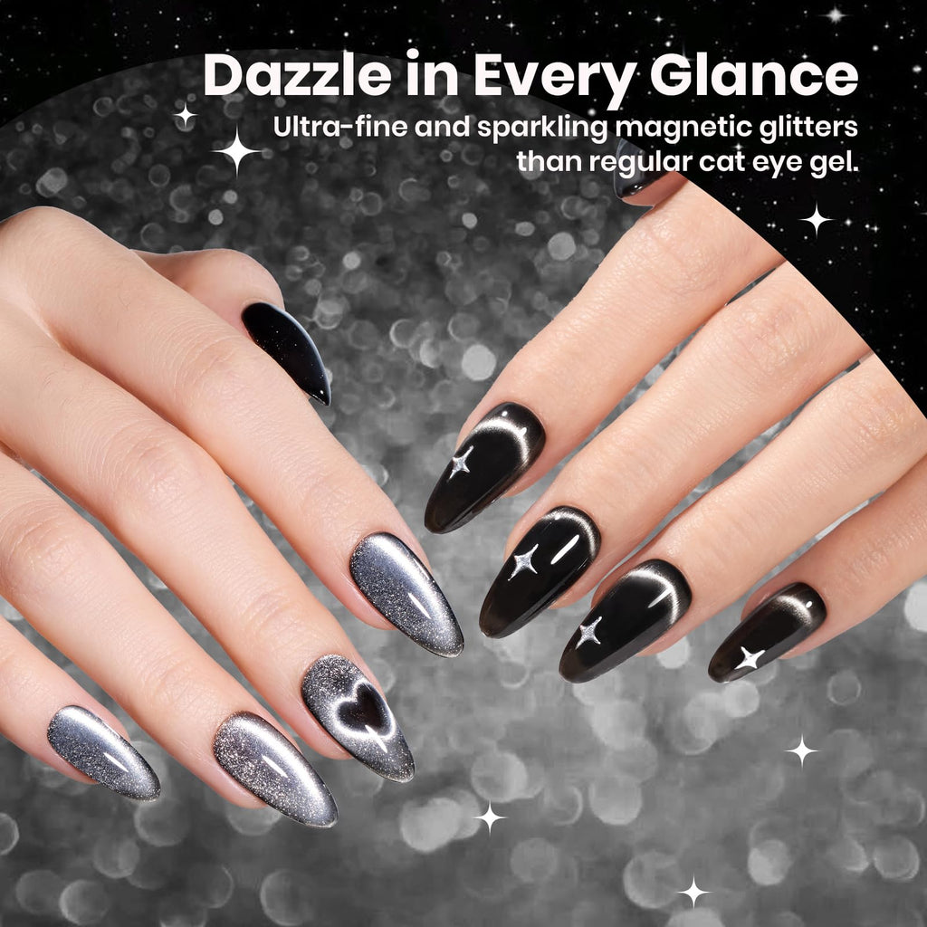 Beetles Gel Nail Polish Set - Twilight Gleam: 6-Color Cat Eye Glitter Kit