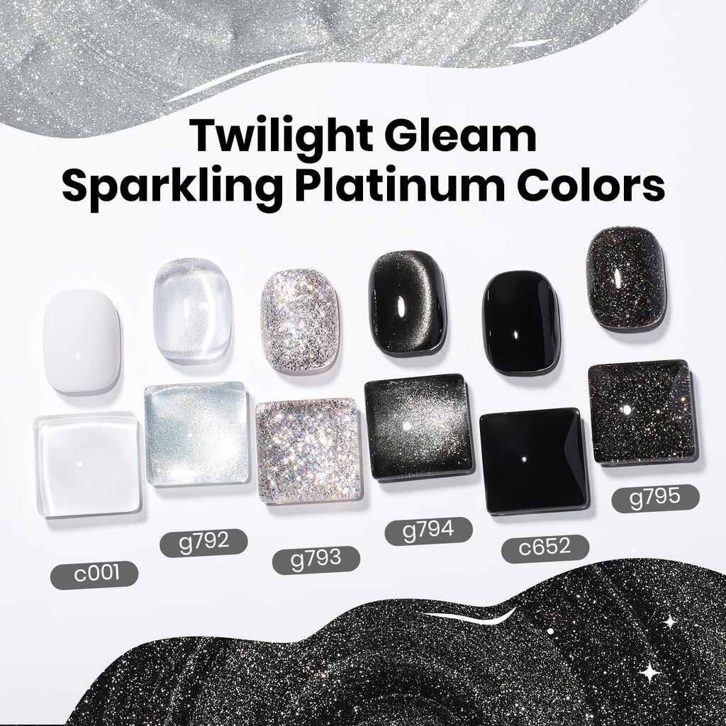 Beetles Gel Nail Polish Set - Twilight Gleam: 6-Color Cat Eye Glitter Kit