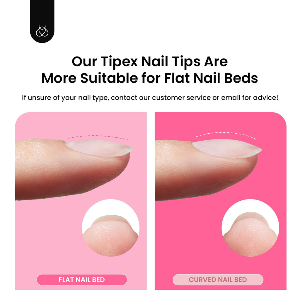 Beetles Tipex Gel Nail Kit Short Coffin – 224 Pcs, 16 Sizes, Glue & Mini UV Lamp