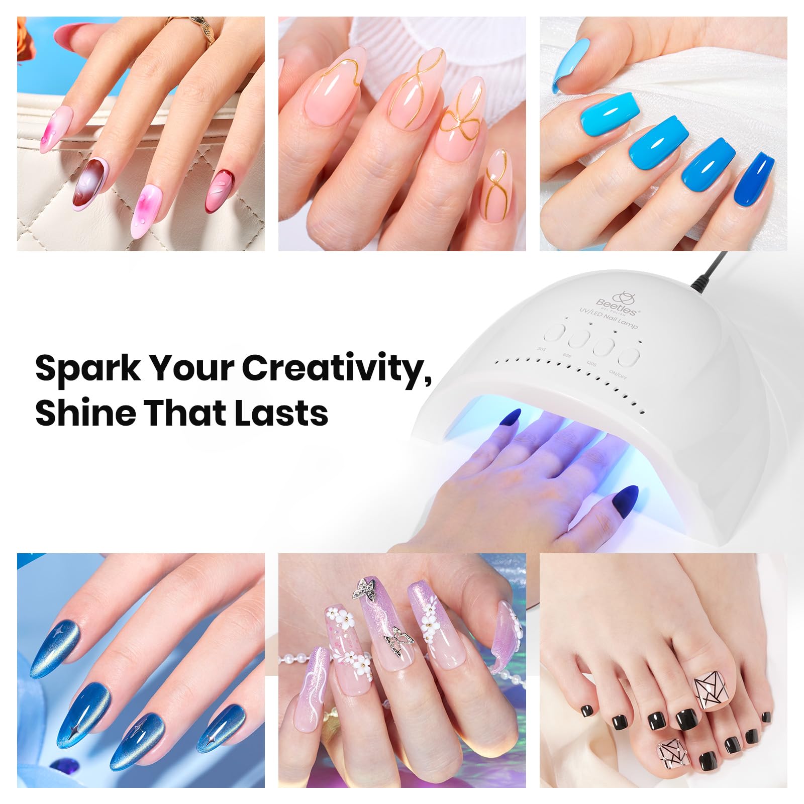 Beetles UV Nail Lamp – Auto Sensor, 30/60/120s Curing, UV/LED Dual Light