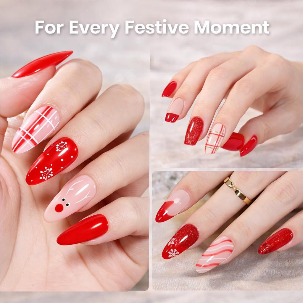 Beetles Valentines Gel Nail Polish Set – 6 Crimson Glamour Colors for At-Home Nail Art