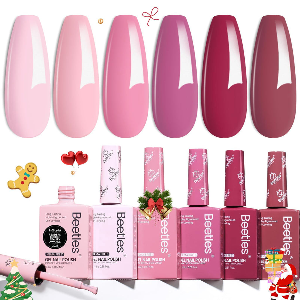 Beetles Valentines Gel Polish Set – Romantic Blush (6 Colors) Hema Free, Cruelty-Free, Long-Lasting Nails