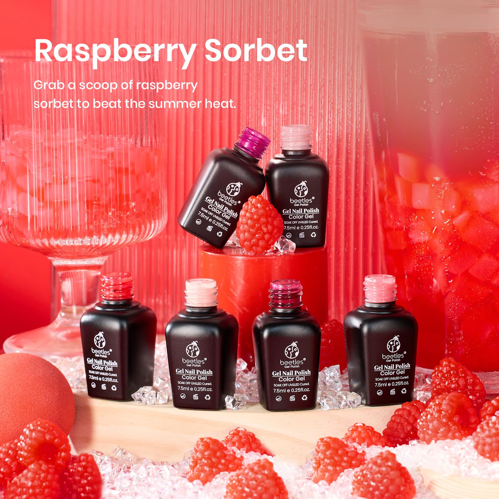 Beetles Valentines Gel Polish Set – 6 Pcs Burgundy, Red, Purple, Brown Nail Kit