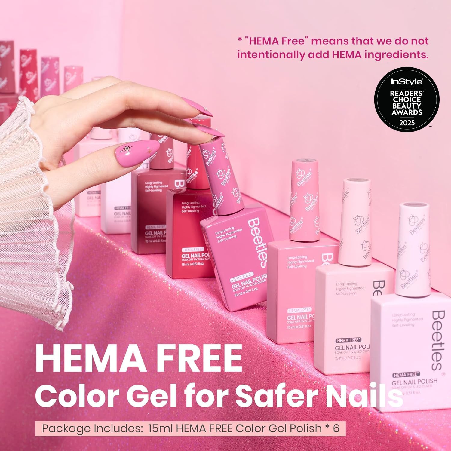 Beetles Valentines Gel Polish Set – Romantic Blush (6 Colors) Hema Free, Cruelty-Free, Long-Lasting Nails