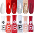 Beetles Valentines Gel Nail Polish Set – 6 Crimson Glamour Colors for At-Home Nail Art