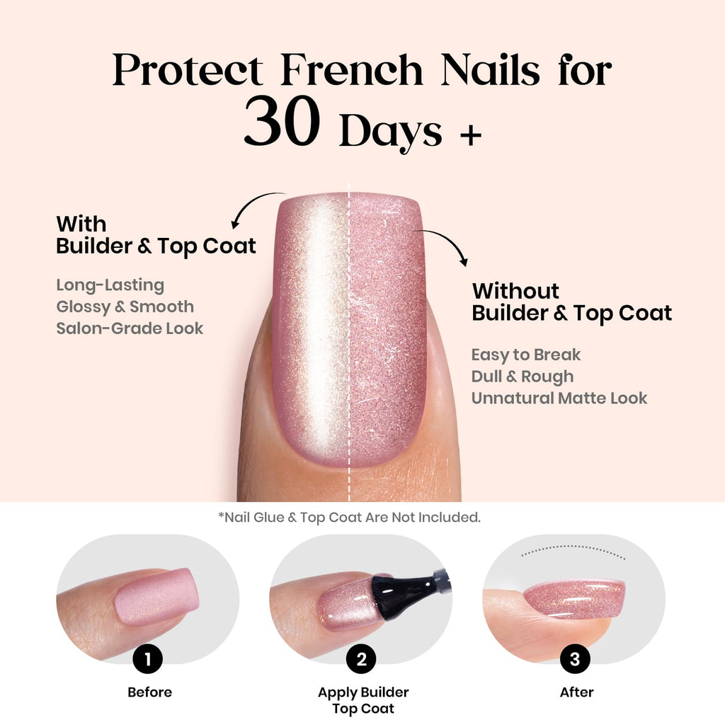 Beetles X Press Cat Eye Nails – 7 Colors, 16 Sizes, 224 Pcs | Short Square Press-On Nails