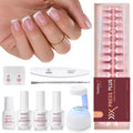 Beetles X Press Plus Glow French Gel Nails Kit – Pink Short Square Press-On, 150 Pcs, All-In-One