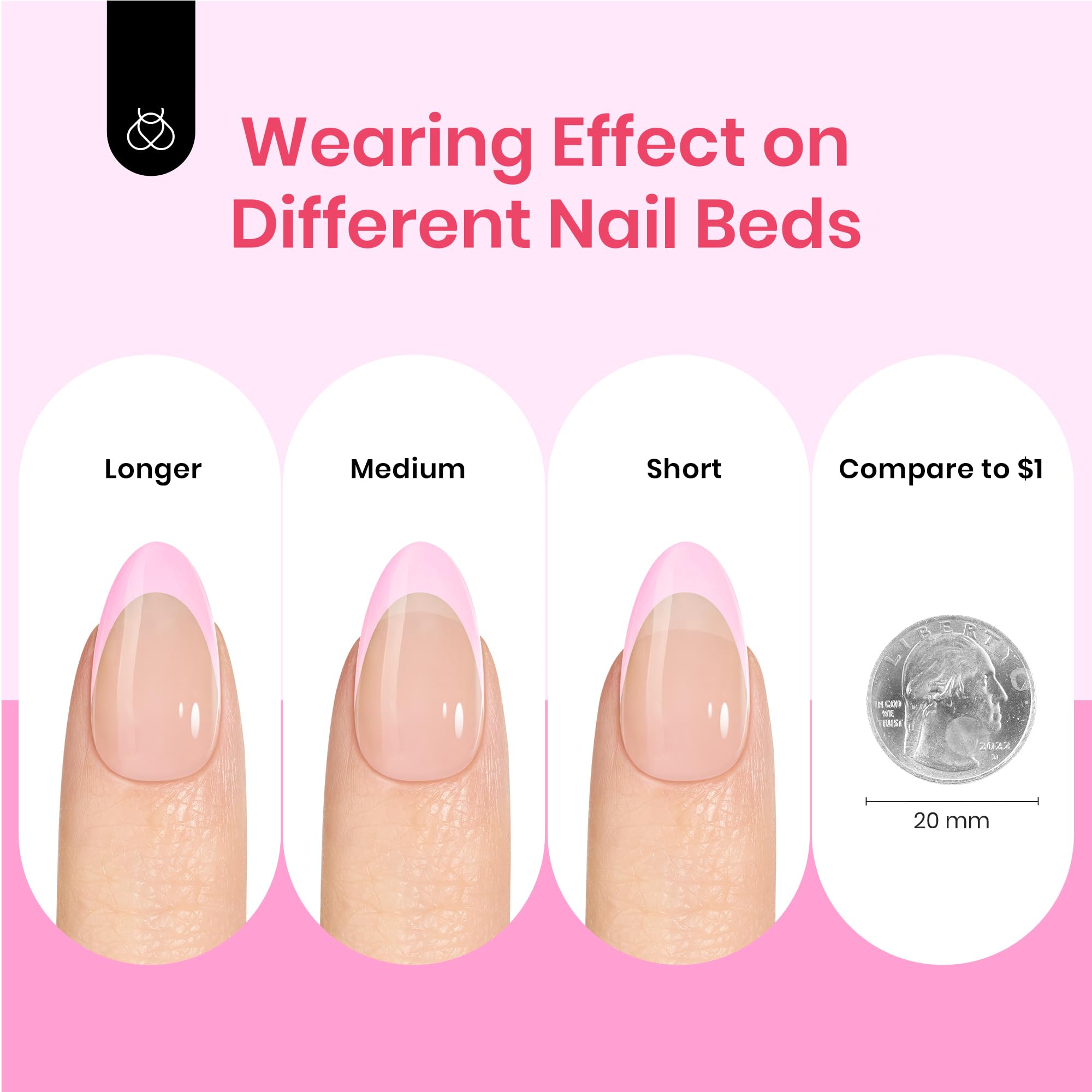 Beetles X Press Plus French Tips Press On Nails – 224 Pcs Pastel Short Almond Kit