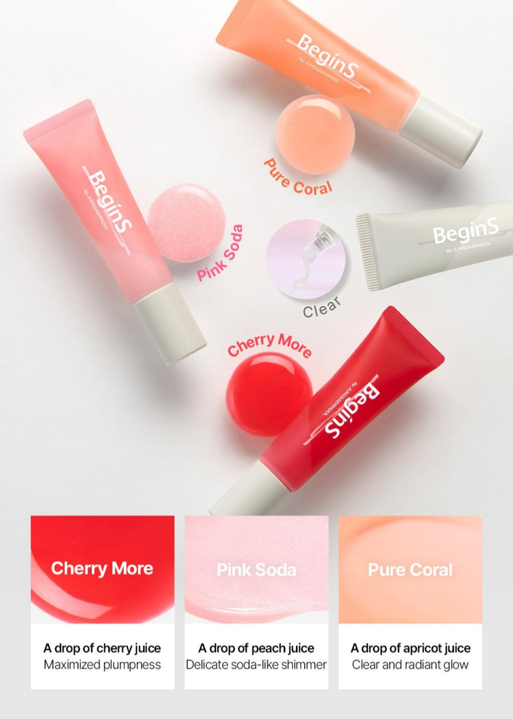 BeginS Lip Care Oil Clear – Vegan Hydrating Lip Oil with Jelly Massager (0.34 fl oz)