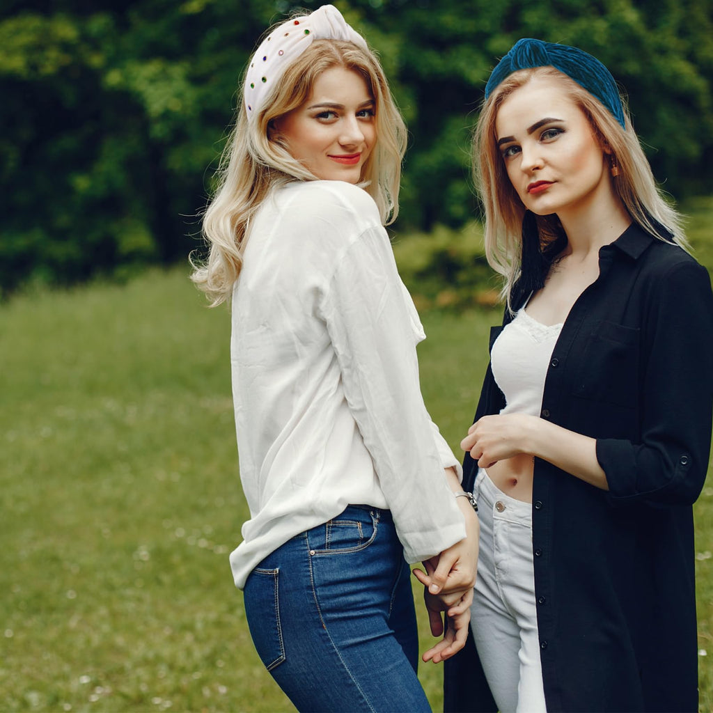 BEGOOD Rhinestone Knotted Wide Headbands for Women — Velvet Turban Hair Accessories (2-Pack)
