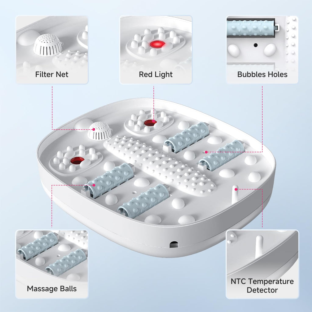 Beici Collapsible Foot Spa Massage — PTC Safety, 3-Level Temp, Remote, Red Light