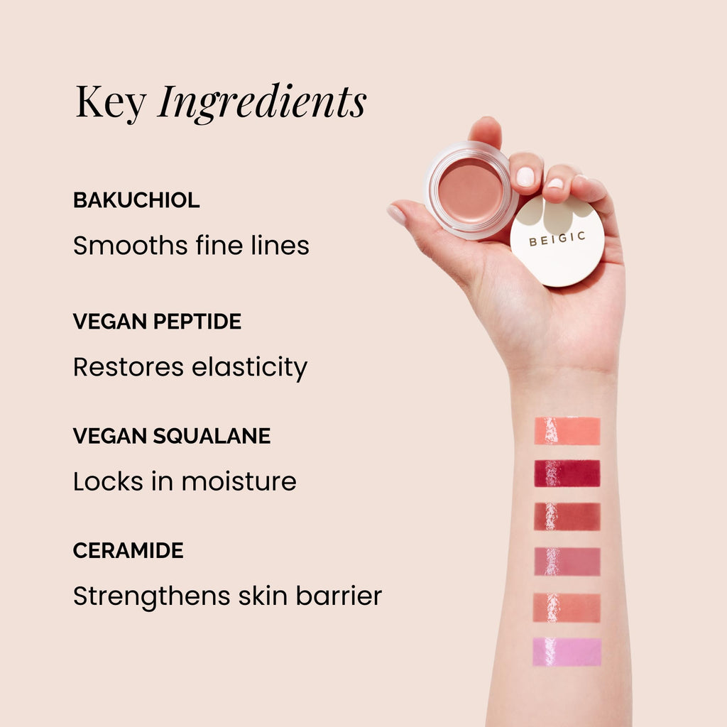 BEIGIC Flush Lip & Cheek Balm – Vegan 2-in-1 Blush & Lip Color | Shade 05 Flat White | 0.14 fl oz