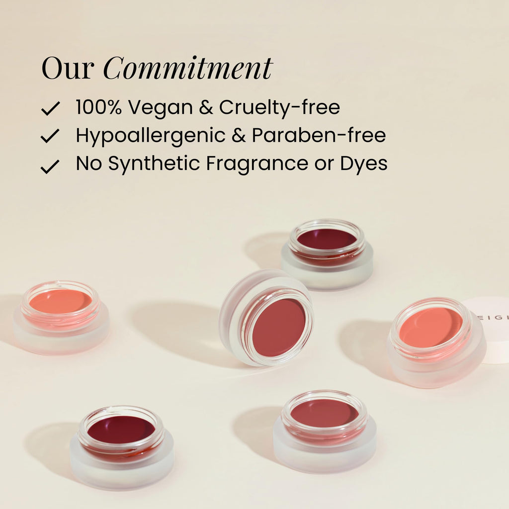 BEIGIC Flush Lip & Cheek Balm | Vegan Buildable Cream Blush in 01 Tulle Peach Coral | Dewy Glow