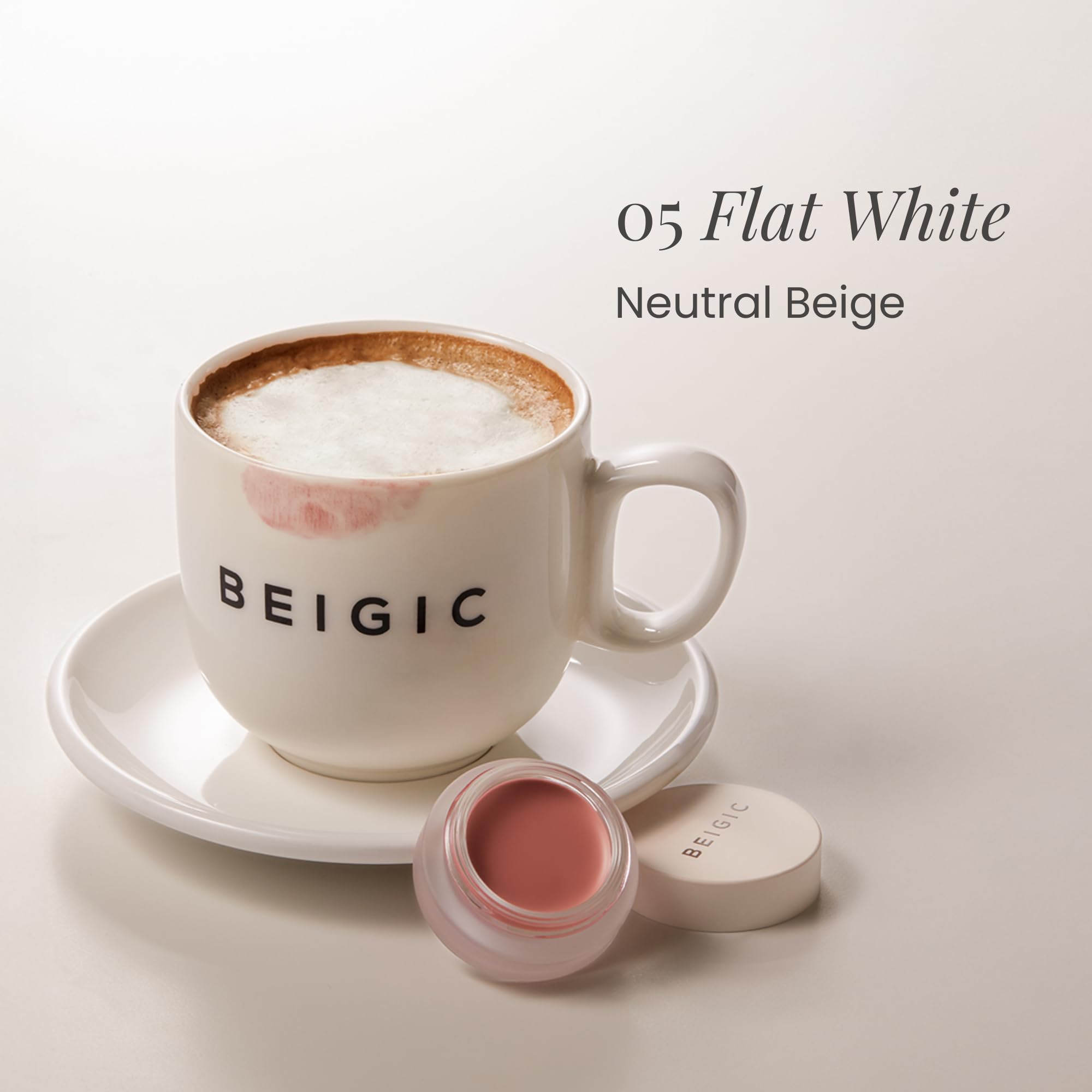 BEIGIC Flush Lip & Cheek Balm – Vegan 2-in-1 Blush & Lip Color | Shade 05 Flat White | 0.14 fl oz