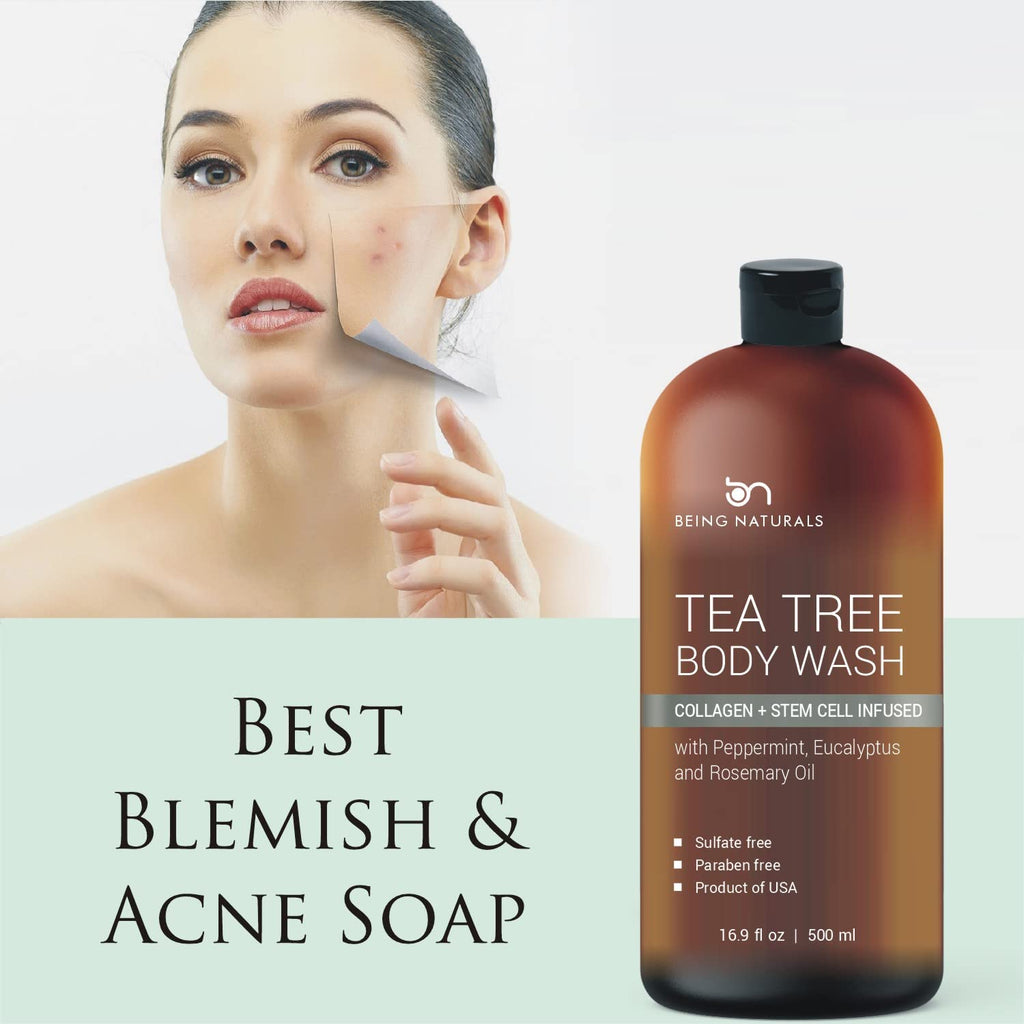 Being Naturals Tea Tree Body Wash – 16.9 oz | Odor, Acne & Skin Support