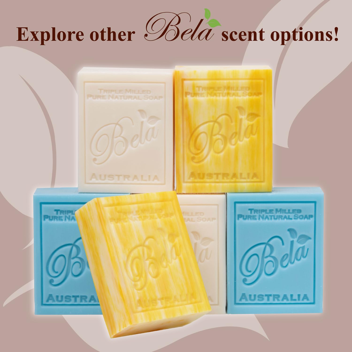 BELA Pomegranate Soap 3.3 oz Pack of 6 – French Triple Milled with Organic Shea Butter – Made in Australia