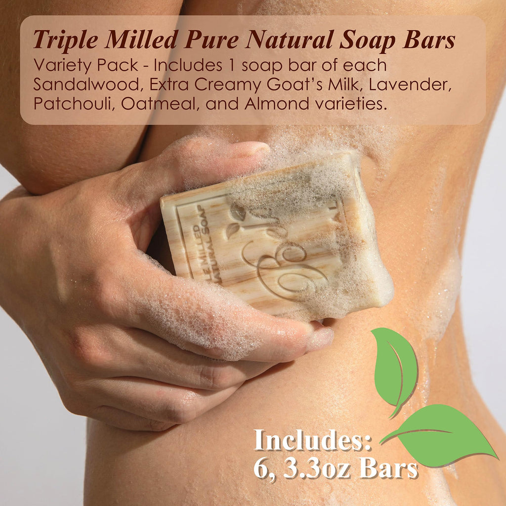 BELA Triple Milled Soap Variety Pack – 6 Bars, 3.3 oz Each, Made in Australia