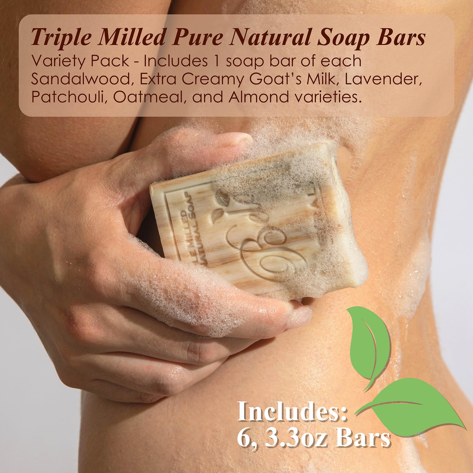 BELA Triple Milled Soap Variety Pack – 6 Bars, 3.3 oz Each, Made in Australia