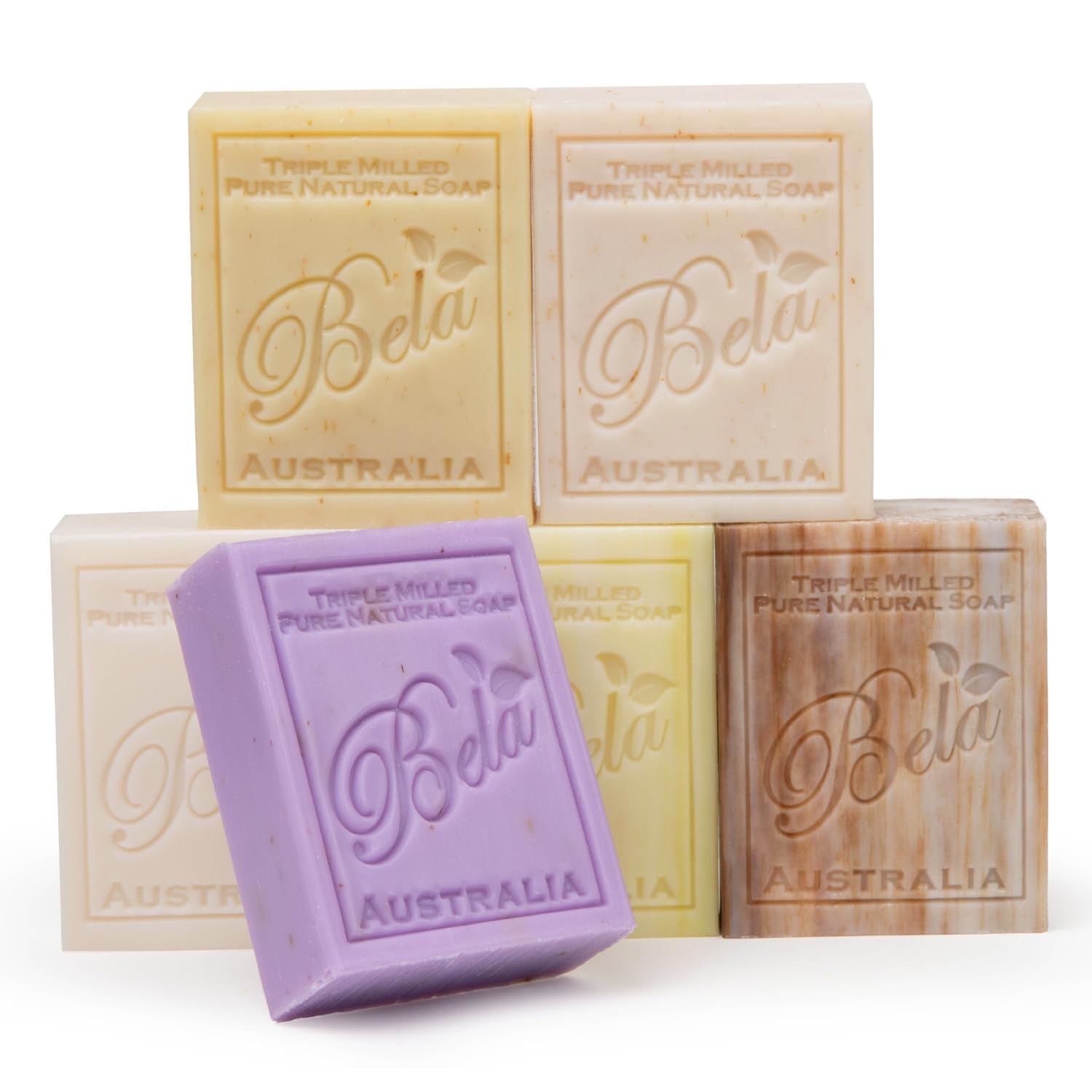 BELA Triple Milled Soap Variety Pack – 6 Bars, 3.3 oz Each, Made in Australia