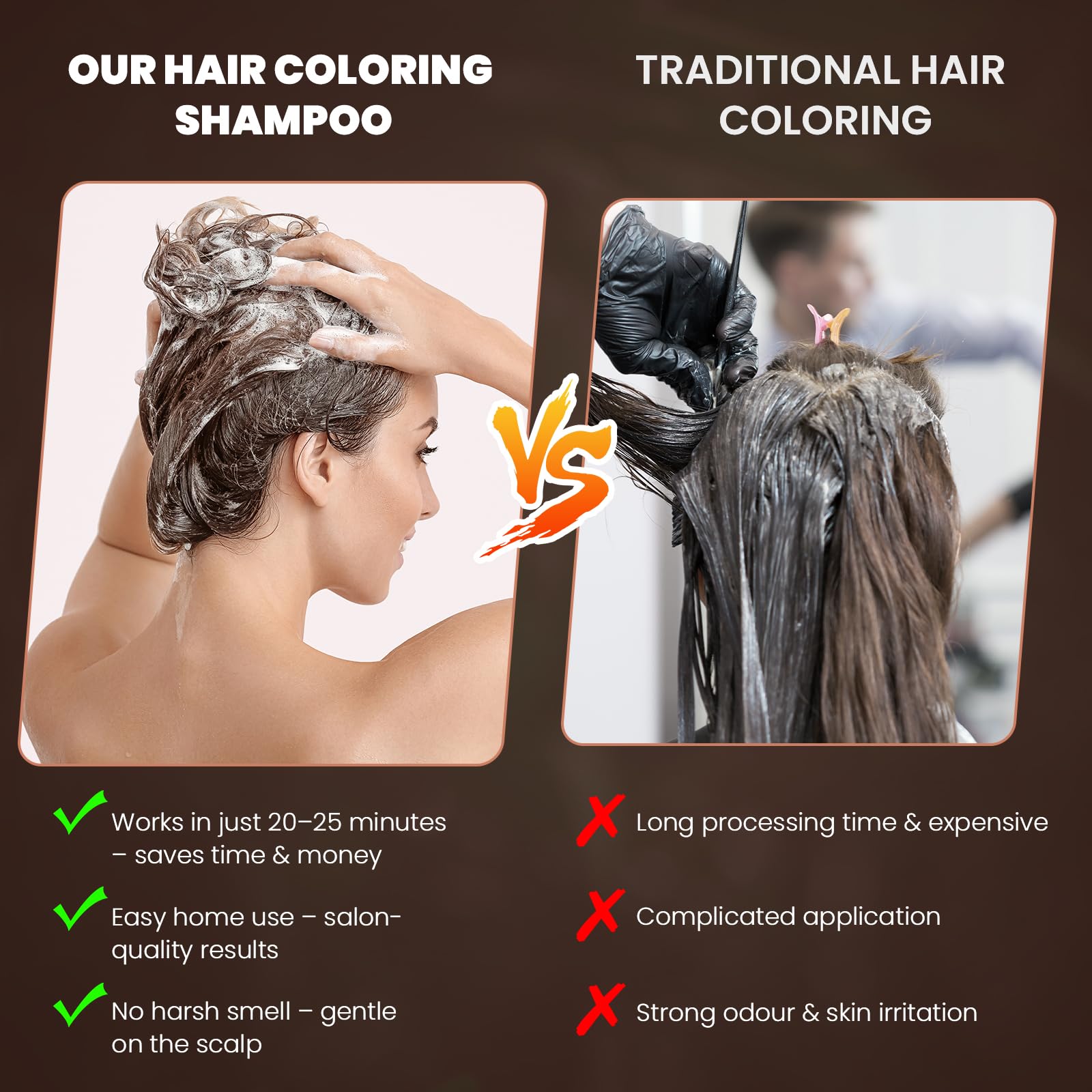 BELEZALIB Instant Black Hair Dye Shampoo - 100% Gray Coverage | 3-in-1 Natural Plant Color, 16.9 fl oz
