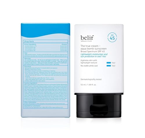 belif Aqua Bomb SPF 45 Niacinamide Sunscreen | Hydrating, No White Cast, Lightweight SPF 45