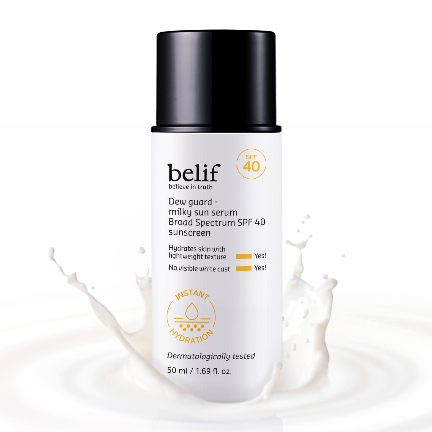 belif Milky Niacinamide Sunscreen SPF 40 – Lightweight, Invisible Sun Serum with 7 Types of Hyaluronic Acid
