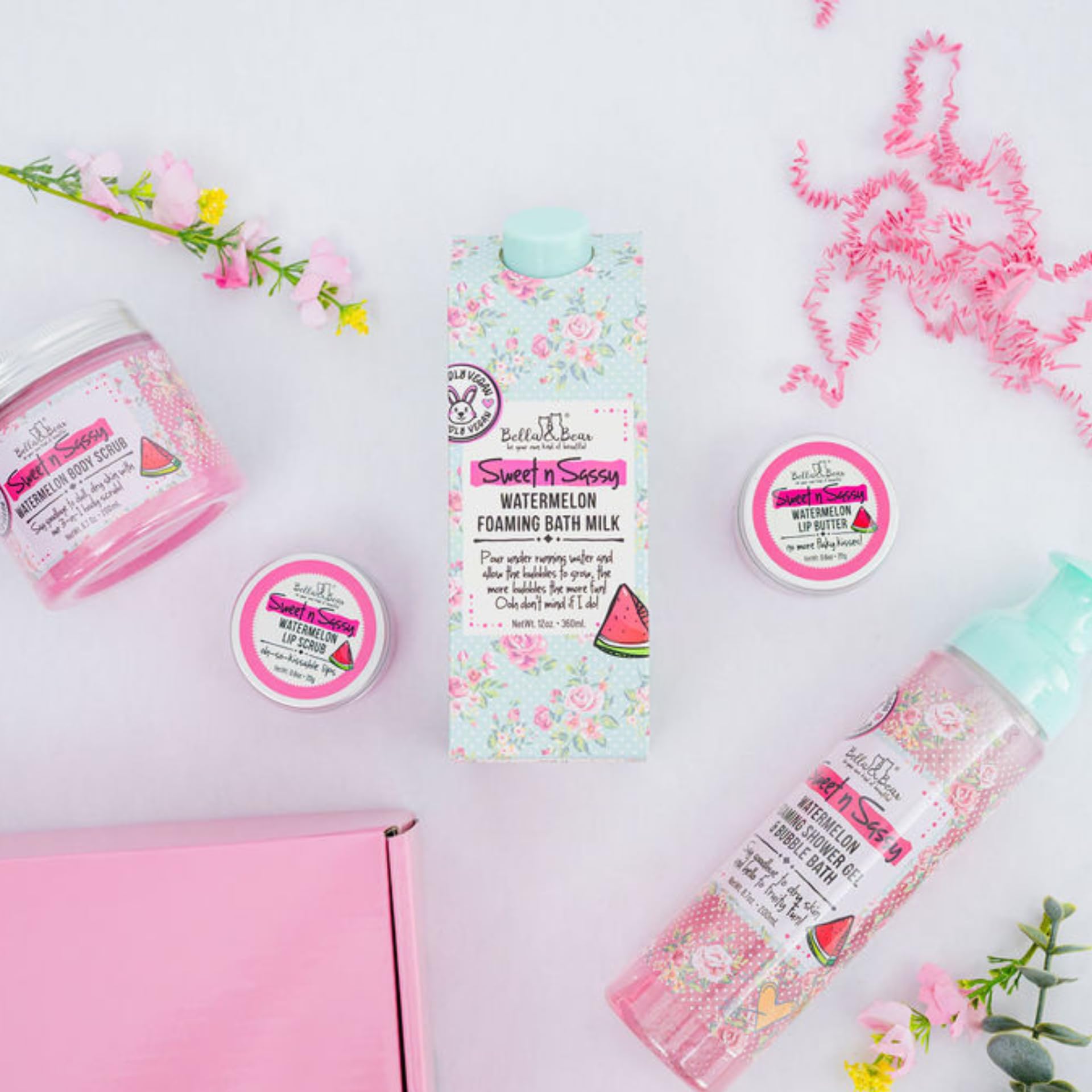Bella & Bear Sweet n Sassy Watermelon Lip Set – Vegan Scrub & Lip Butter Gift