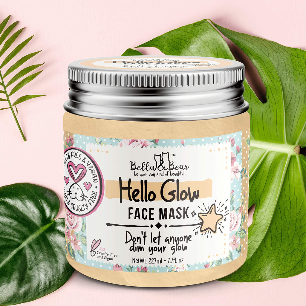 Bella & Bear Hello Glow Face Mask – Vegan, Refining & Brightening (6.7oz)