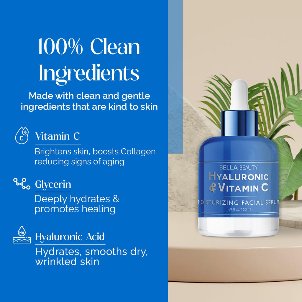 Bella Beauty Hyaluronic Acid & Vitamin C Serum – Deep Hydration for All Skin Types