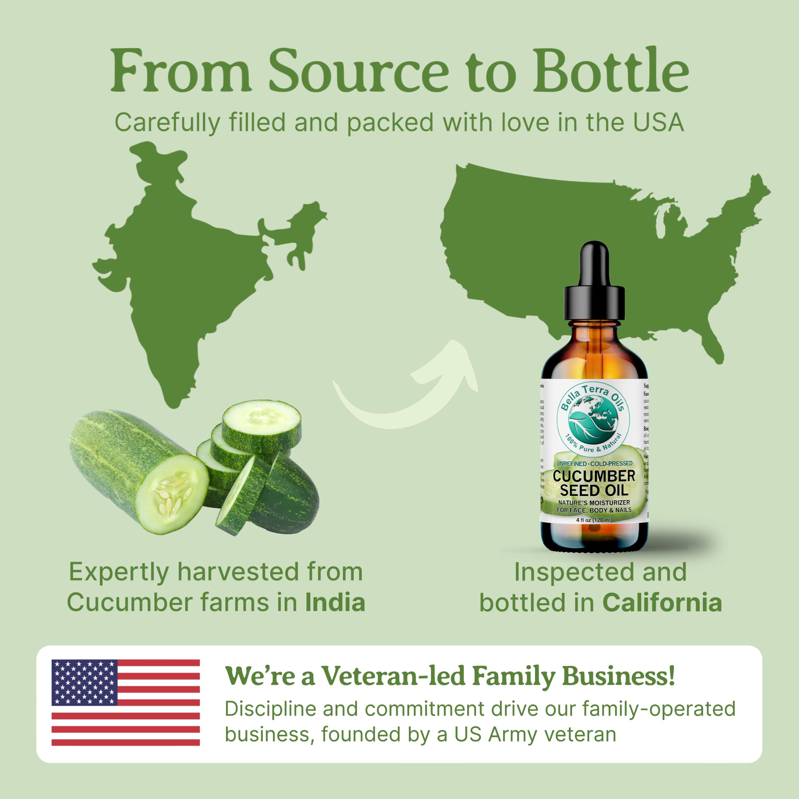 Bella Terra Oils Cucumber Seed Oil 4 oz | Hydration, Linoleic Acid & Phytosterols for Skin