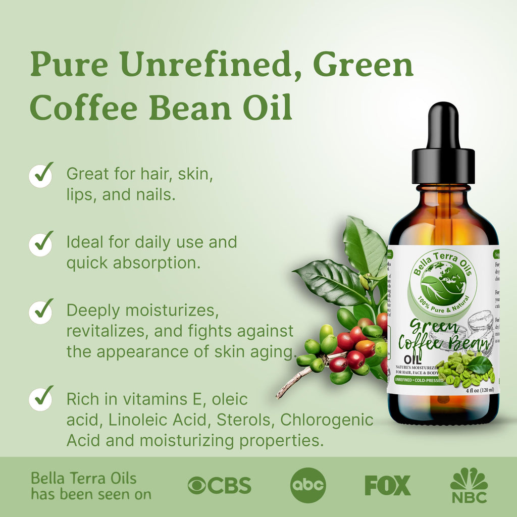 Bella Terra Oils – Green Coffee Bean Oil 16oz for Radiant Skin