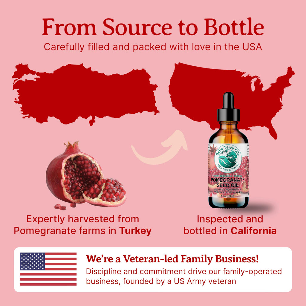Bella Terra Oils Organic Pomegranate Seed Oil 8 oz – Hydration & Antioxidants