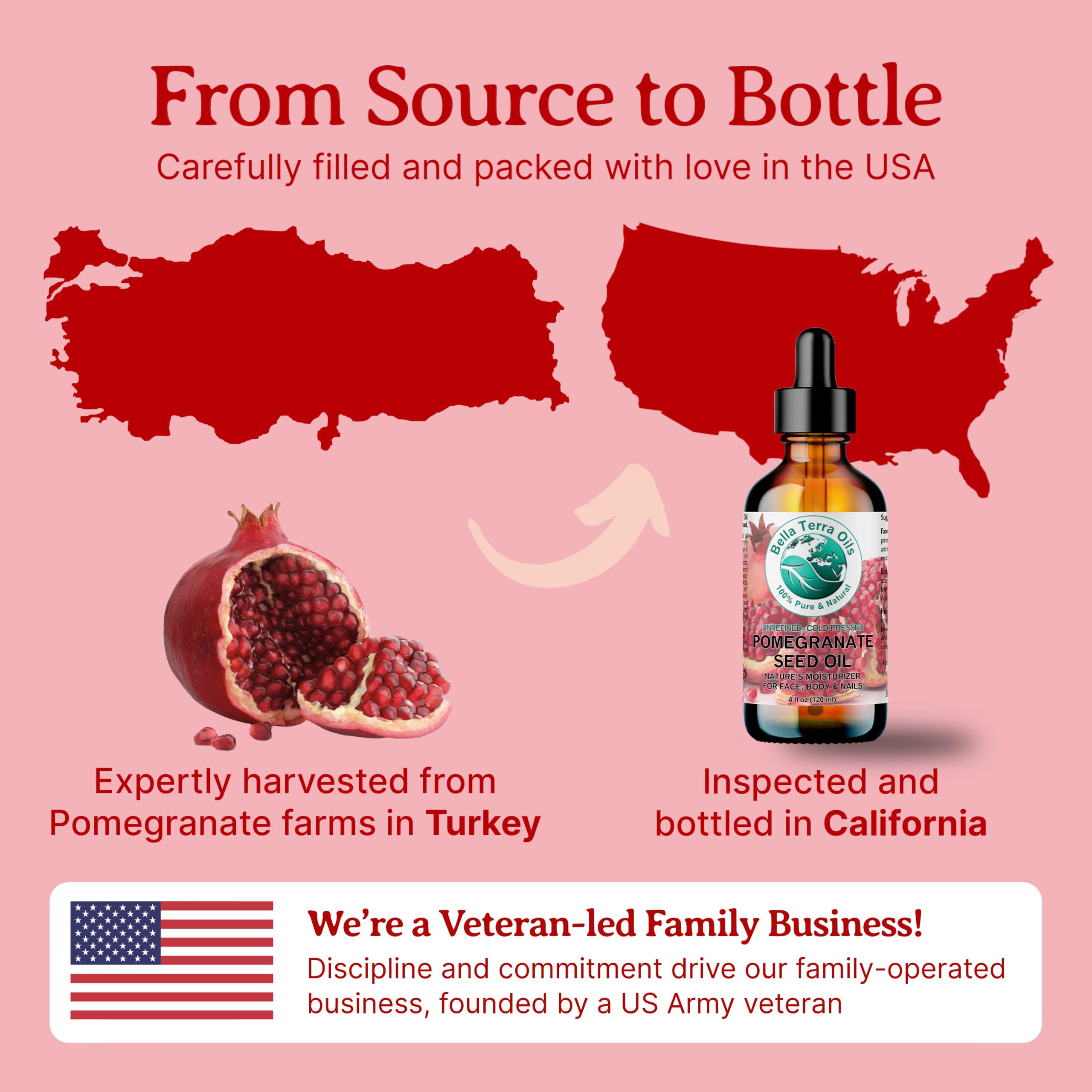 Bella Terra Oils Organic Pomegranate Seed Oil 8 oz – Hydration & Antioxidants