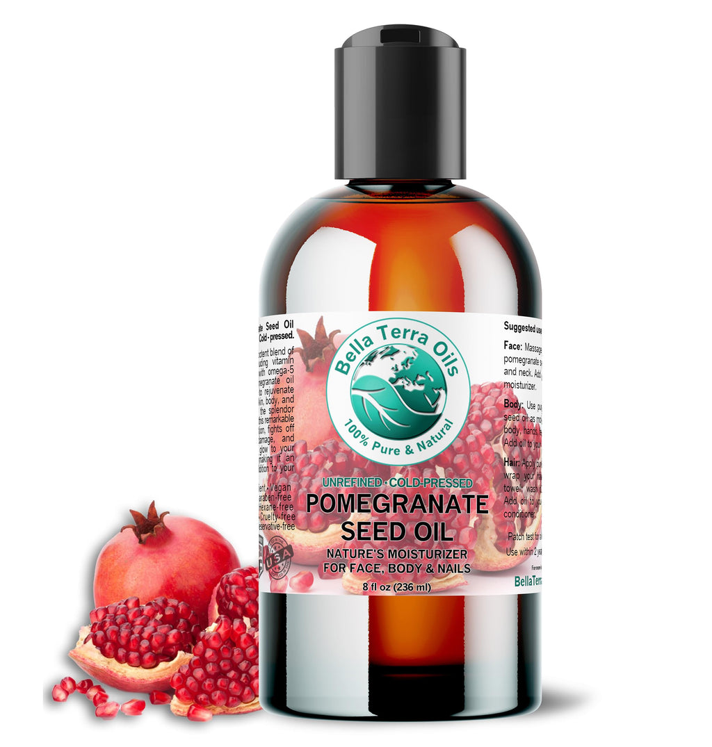Bella Terra Oils Organic Pomegranate Seed Oil 8 oz – Hydration & Antioxidants