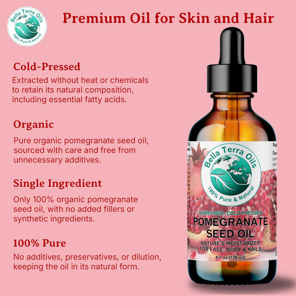 Bella Terra Oils Organic Pomegranate Seed Oil 8 oz – Hydration & Antioxidants