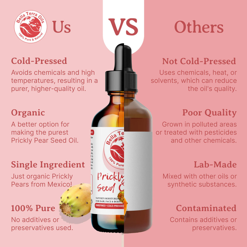 Bella Terra Oils - Prickly Pear Seed Oil 8 oz | Pure Cactus Seed Extract & Vitamin-Rich Skin