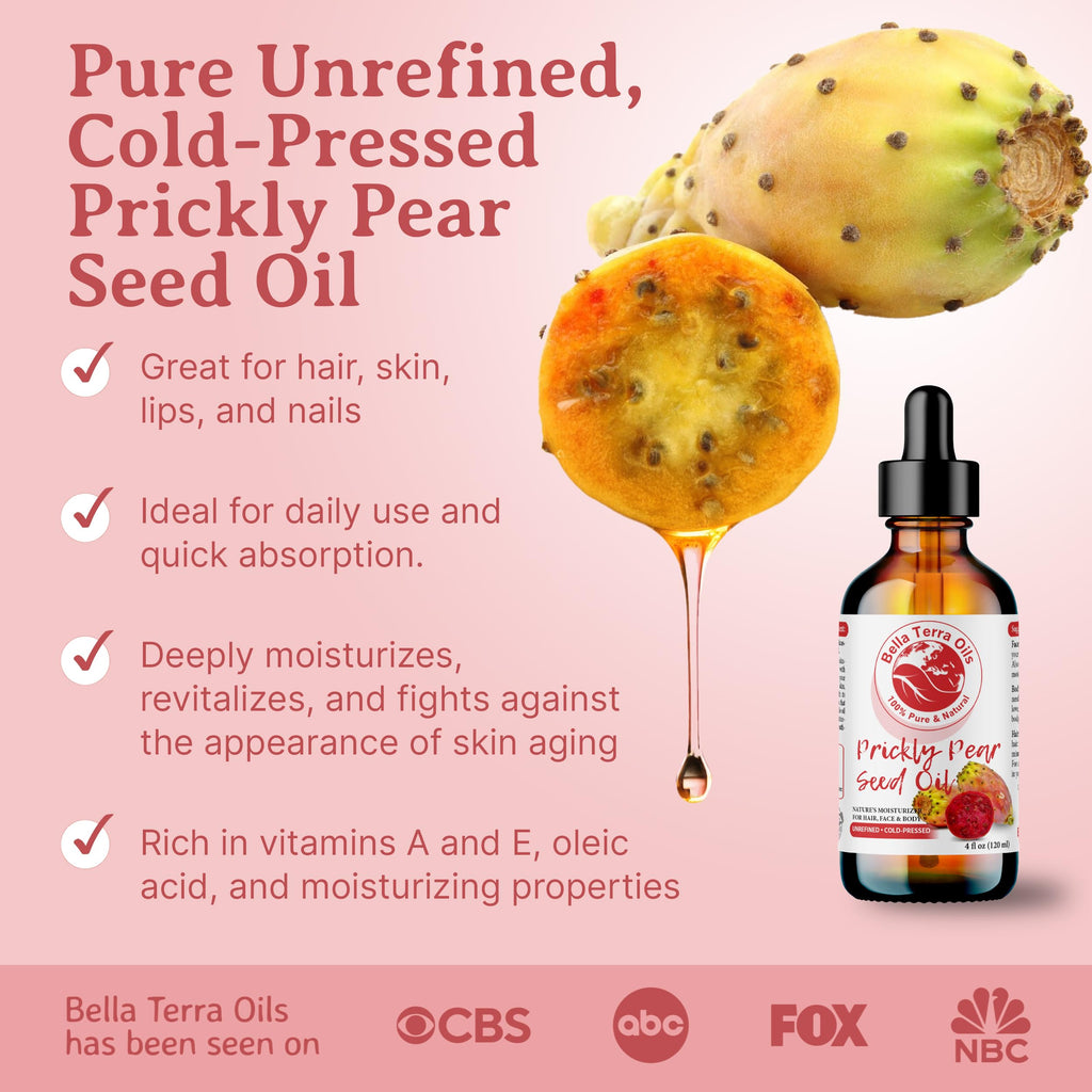 Bella Terra Oils - Prickly Pear Seed Oil 2oz | Vitamin A & Magnesium Rich Skincare