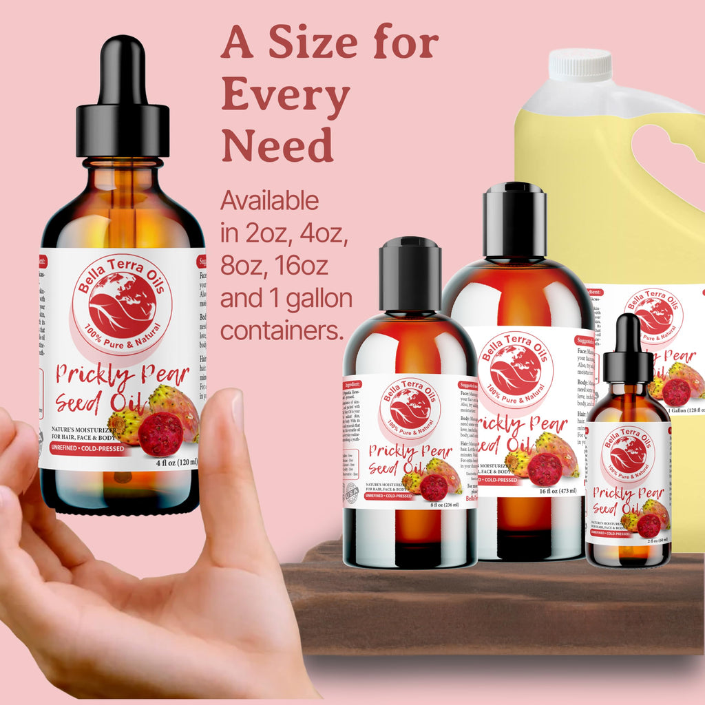 Bella Terra Oils - Prickly Pear Seed Oil 2oz | Vitamin A & Magnesium Rich Skincare