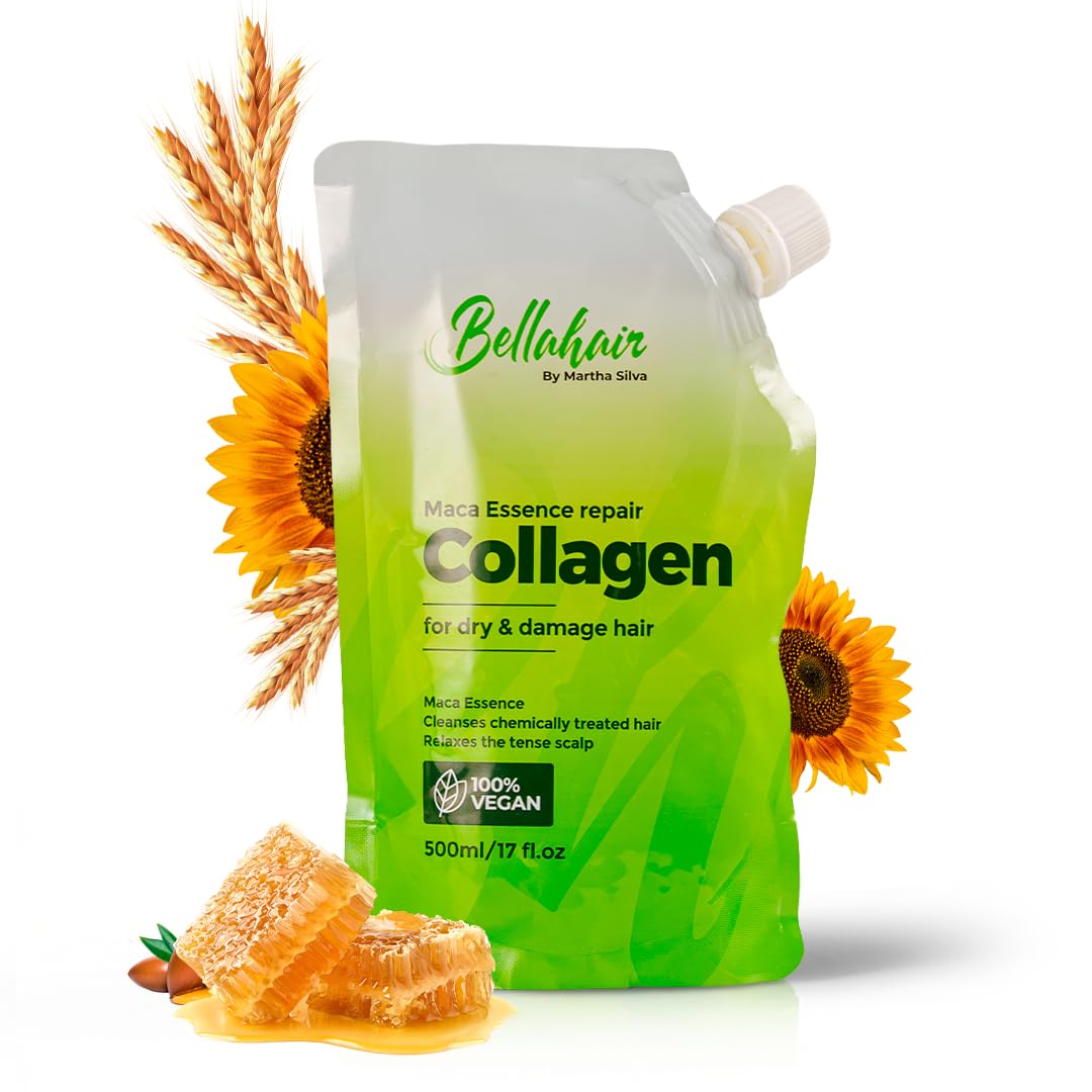Bellahair Hydrating Collagen Hair Mask – 17oz for Dry Damaged Hair | Hydrolyzed Keratin, Argan Oil & Botanical Extracts