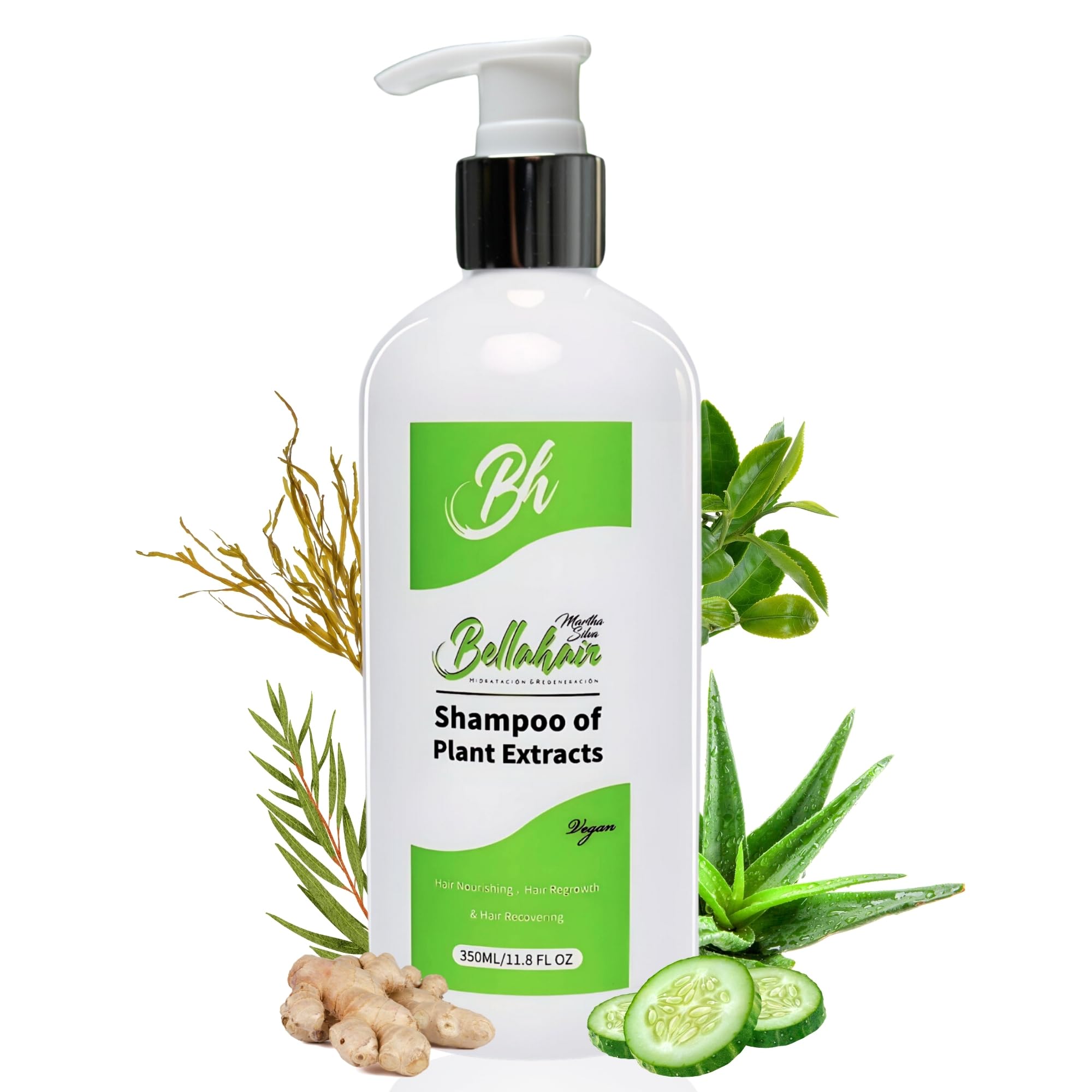 Bellahair Organic Tea Tree Shampoo | Sulfate-Free for Curly, Thinning & Color-Treated Hair