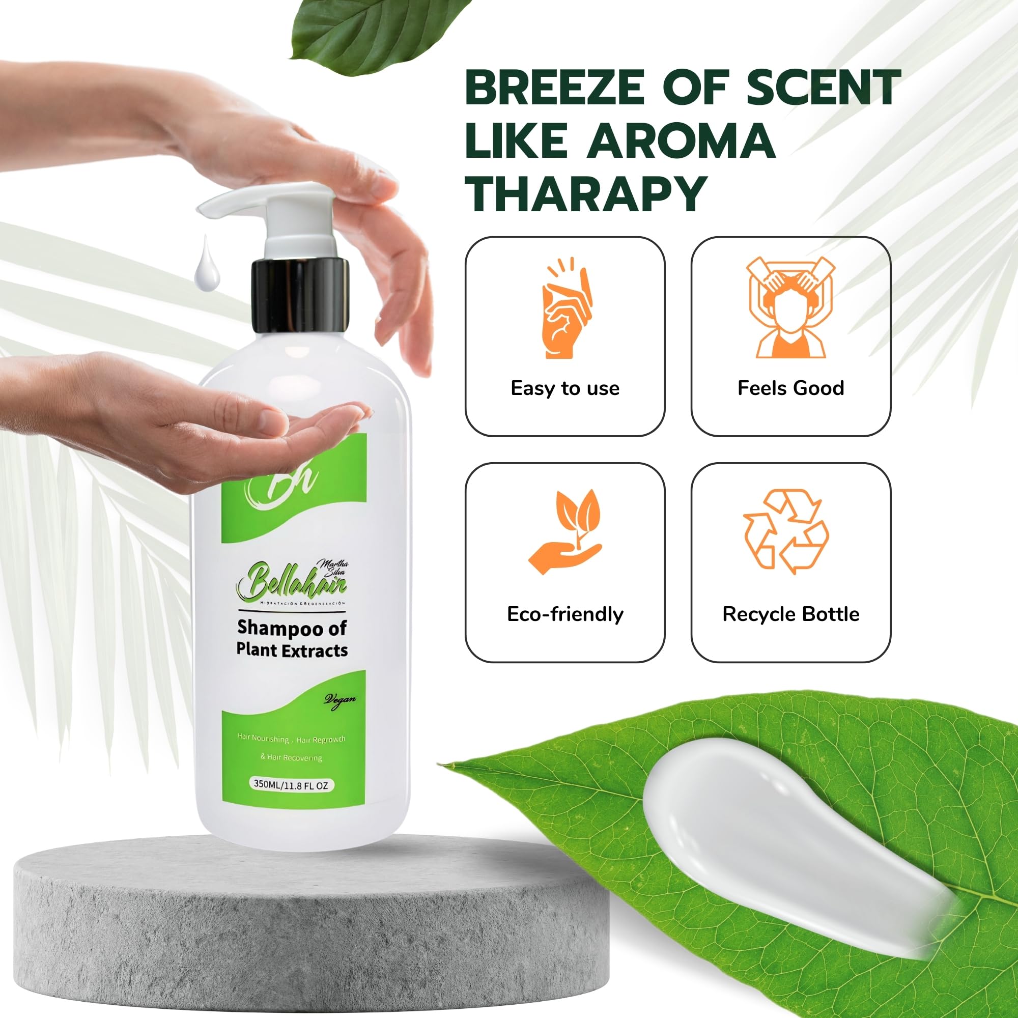 Bellahair Organic Tea Tree Shampoo | Sulfate-Free for Curly, Thinning & Color-Treated Hair