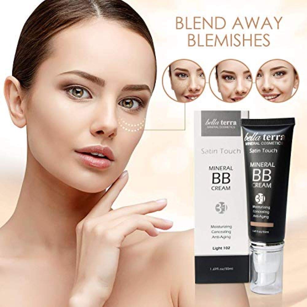 Bellaterra Cosmetics BB Cream Light 102 – Tinted Moisturizer, Mineral Foundation, Oil-Free Matte