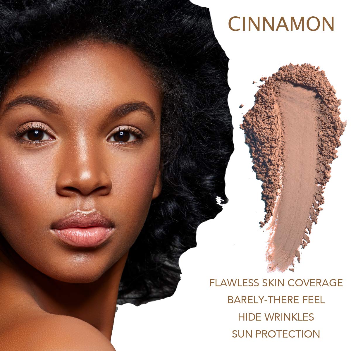 Bellaterra Cosmetics BellaTerra Mineral Foundation Cinnamon – Deep Warm Undertone, Buildable Matte Coverage, 9g