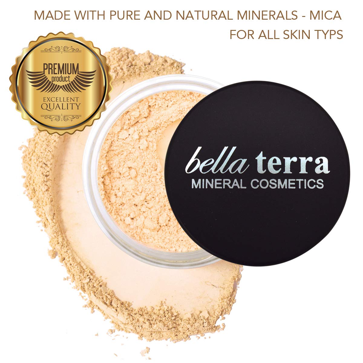 Bellaterra BellaTerra Mineral Powder Foundation Ultra Deep Cool – Matte Finish, Buildable Coverage (9g)