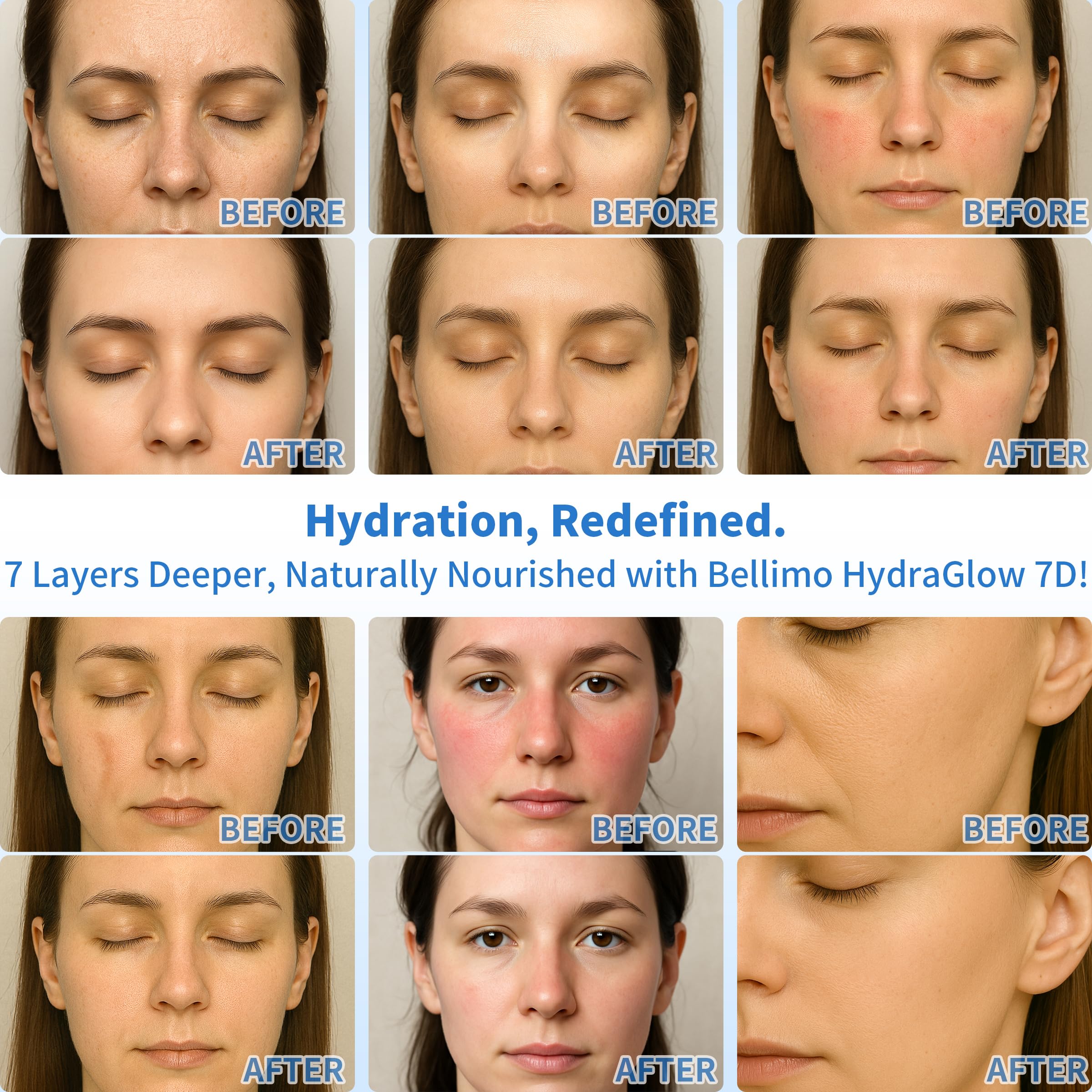 Bellimo Ultra Hydrating Serum — 3% Hyaluronic Acid, 7D Matrix, 72-Hour Lock, Recyclable Vials, 1.2ml x 30