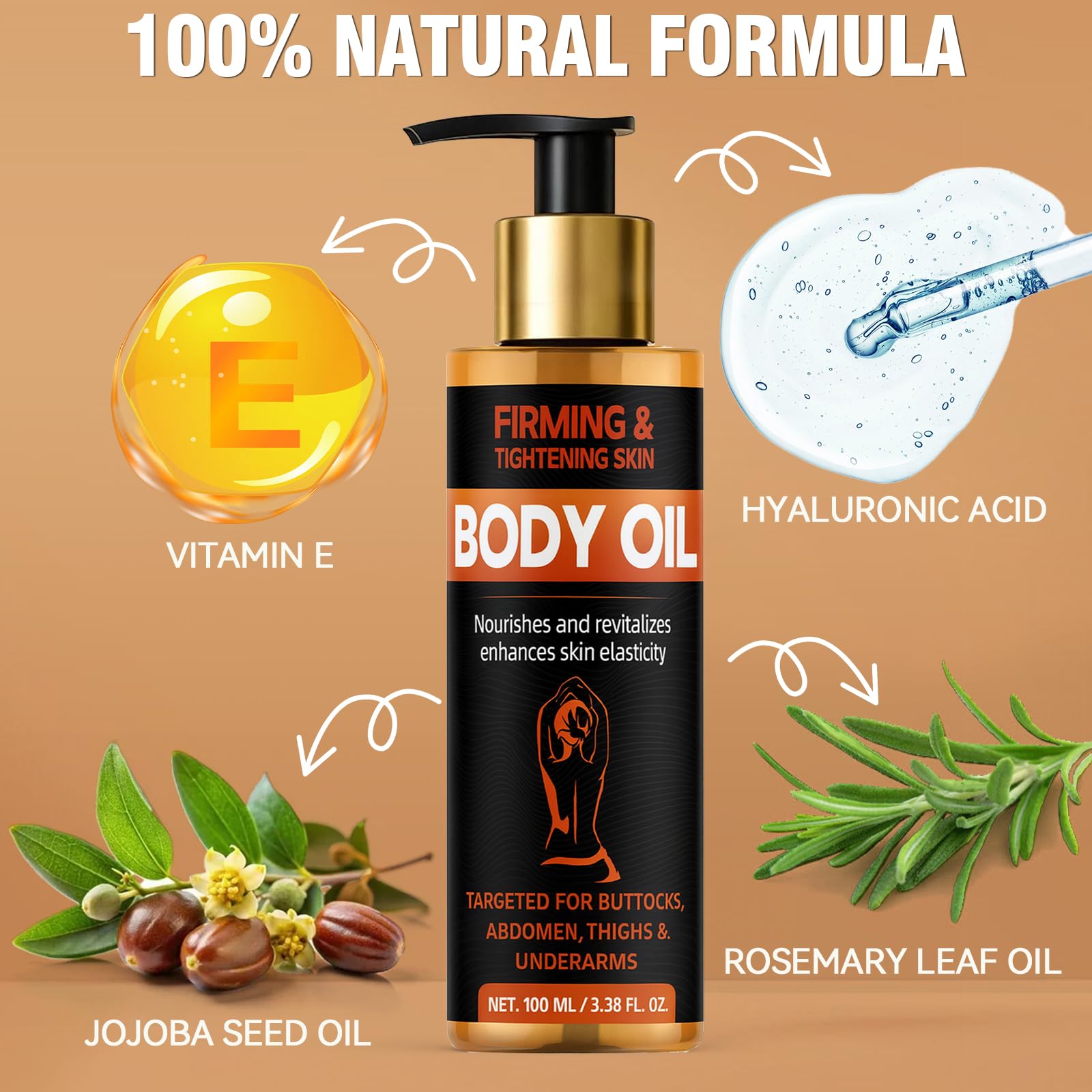 Bellisinno Body Firming Oil 3.38 oz – Hydration & Skin Tightening