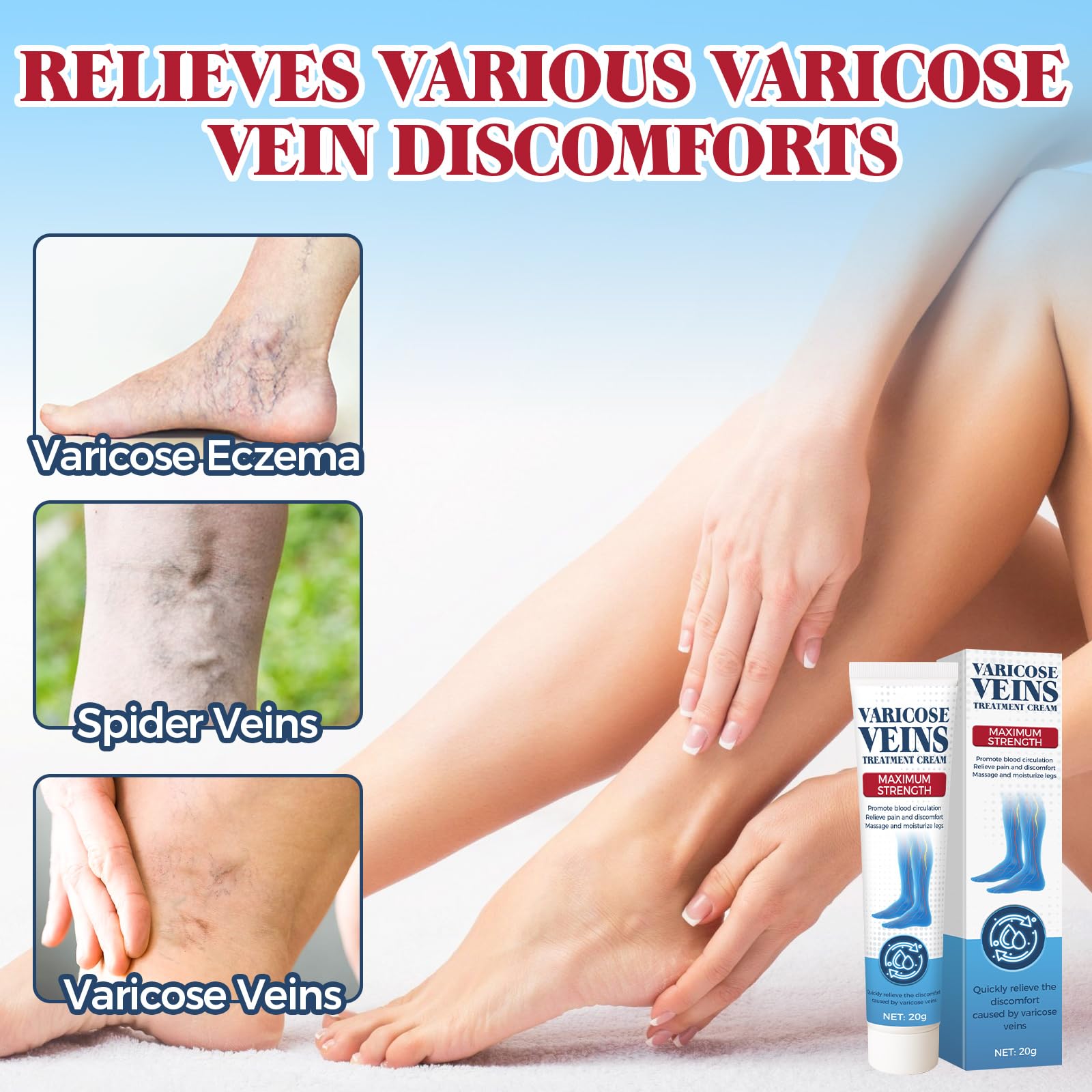 Bellisinno Varicose Veins Cream for Legs – Soothe Tired Legs, Improve Circulation