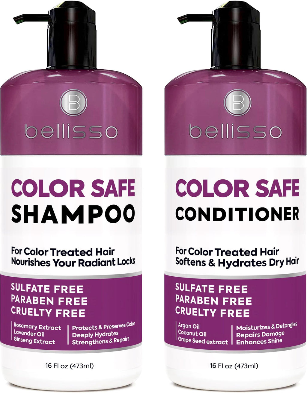 Bellisso Color Safe Shampoo & Conditioner Set – Anti-Fade & Hydrating for Color Treated Hair