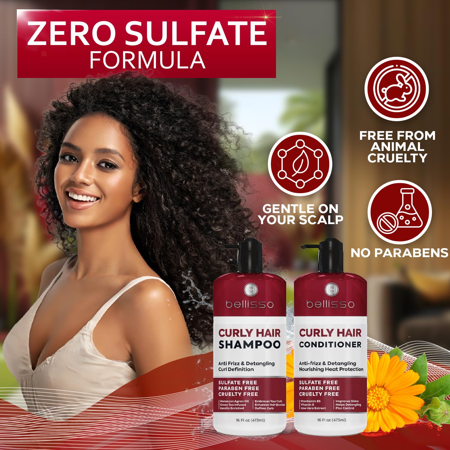 Bellisso Curly Hair Shampoo & Conditioner Set — Define Curls, Hydrate, Color-Safe