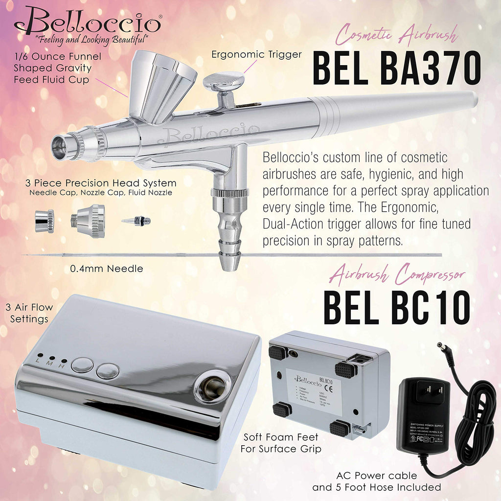 Belloccio Professional Airbrush Makeup System — 4 Foundation Shades & Bonus Items